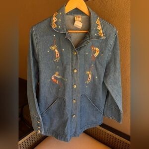 Vintage Cactus Denim Jacket 100% Cotton Made in USA